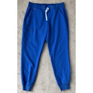 Figs Zamora Jogger Scrub Pants Womens Large Blue High Waist Nurse Medical Career